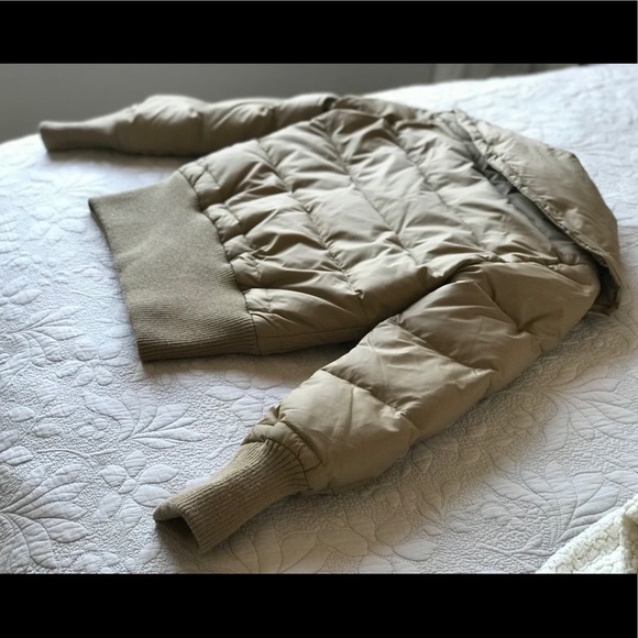 Down and Wool Puffer Bomber Jacket, Camel Color - Picture 6 of 8